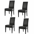 Chaise, en cuir, rembourré, coloris noir, pour la salle à manger ou la cuisine