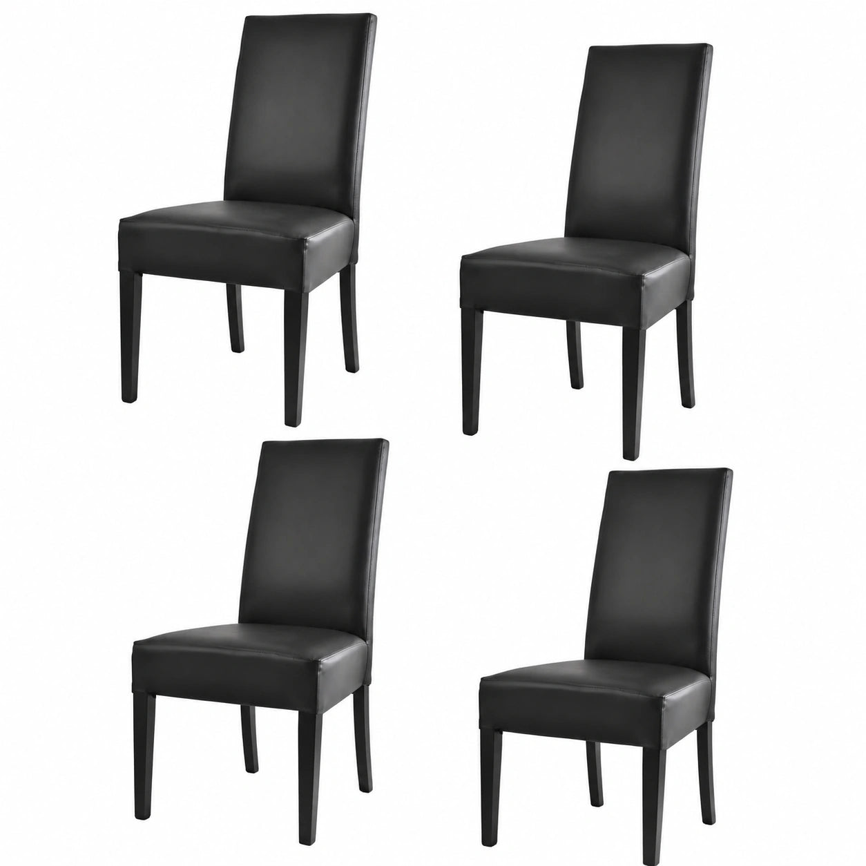 Chaise, en cuir, rembourré, coloris noir, pour la salle à manger ou la cuisine