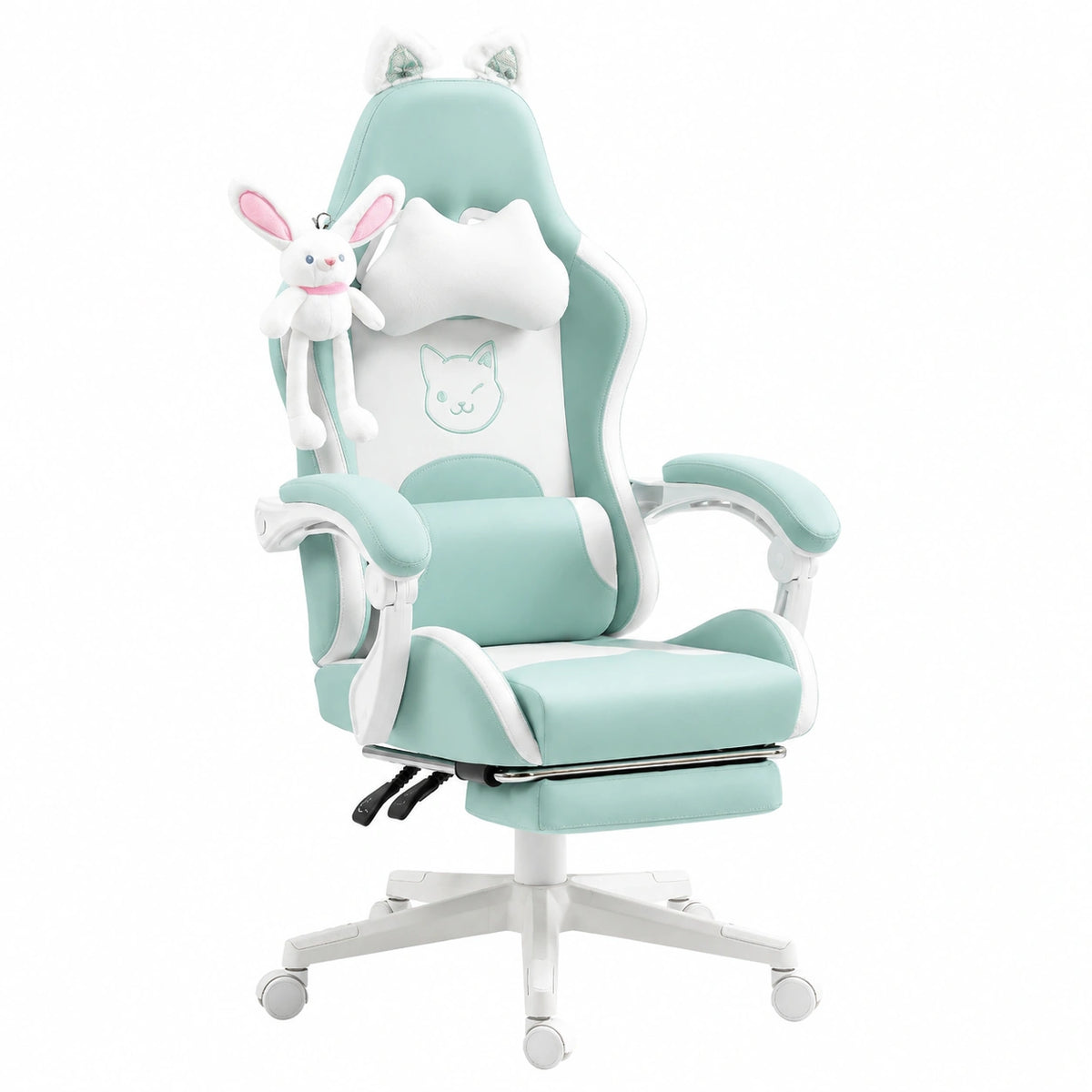 Chaise de bureau, en cuir, coloris bleu, pour l’espace de travail