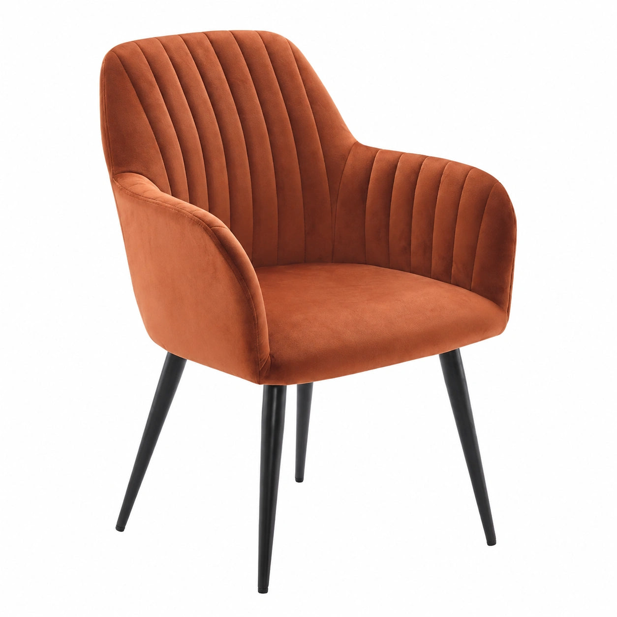 Chaise, en métal et velours, coloris noir et terracotta, pour la salle à manger ou la cuisine