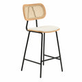 Chaise, en résine tressée et similicuir, coloris blanc, pour la salle à manger ou la cuisine