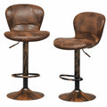 Chaise, pivotant, réglable, en cuir, coloris marron, pour la salle à manger ou la cuisine