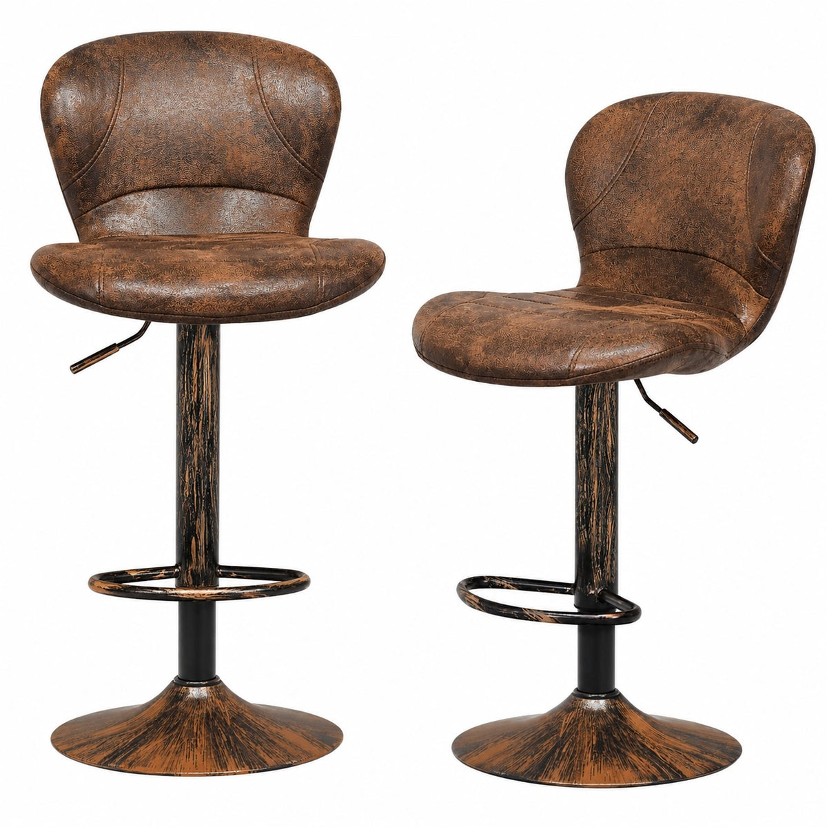 Chaise, pivotant, réglable, en cuir, coloris marron, pour la salle à manger ou la cuisine