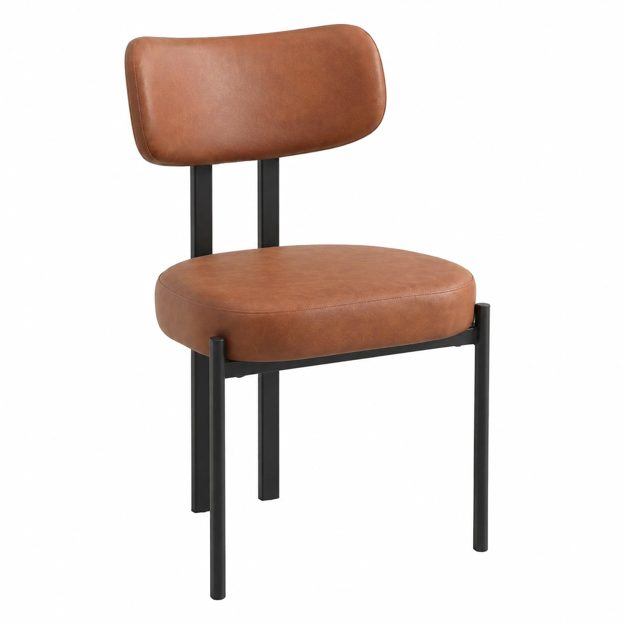 Chaise, en cuir, rembourré, coloris marron, pour la salle à manger ou la cuisine