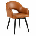Chaise, pivotant, en cuir, coloris marron, pour la salle à manger ou la cuisine