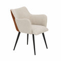 Fauteuil, rembourré, en métal et lin, coloris beige, pour le salon ou la chambre