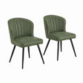 Chaise, en métal et cuir, coloris vert, pour la salle à manger ou la cuisine