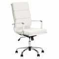Bureau, réglable, rembourré, en similicuir et cuir, coloris blanc, pour l’espace de travail