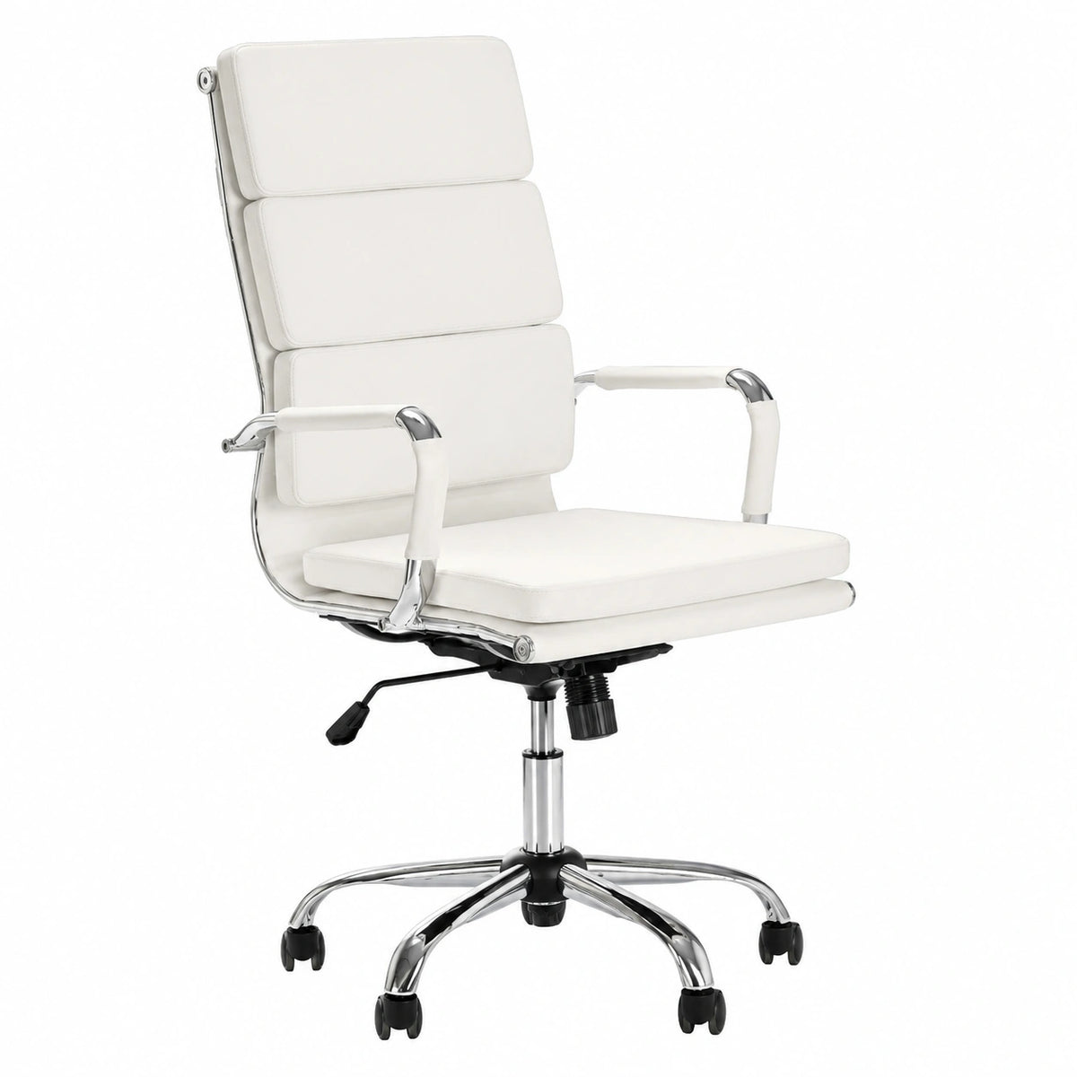 Bureau, réglable, rembourré, en similicuir et cuir, coloris blanc, pour l’espace de travail