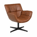 Fauteuil, pivotant, en cuir, coloris marron, pour le salon ou la chambre