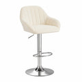 Chaise, pivotant, en velours et tissu, coloris blanc, pour la salle à manger ou la cuisine