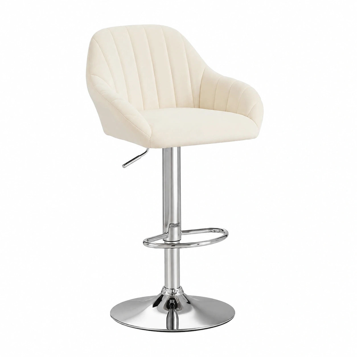 Chaise, pivotant, en velours et tissu, coloris blanc, pour la salle à manger ou la cuisine