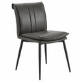 Chaise, en métal et cuir, rembourré, coloris gris, pour la salle à manger ou la cuisine