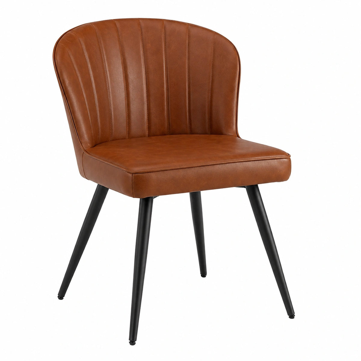Chaise, en métal et cuir, coloris marron, pour la salle à manger ou la cuisine
