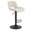 Chaise, pivotant, réglable, rembourré, en métal et lin, coloris beige, pour la salle à manger ou la cuisine