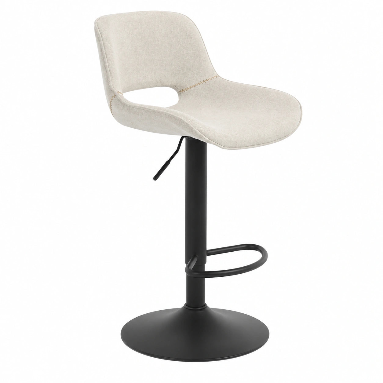 Chaise, pivotant, réglable, rembourré, en métal et lin, coloris beige, pour la salle à manger ou la cuisine
