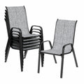 Chaise, en acier et lin, 54 x 69 x 93 cm, coloris gris, pour la salle à manger ou la cuisine