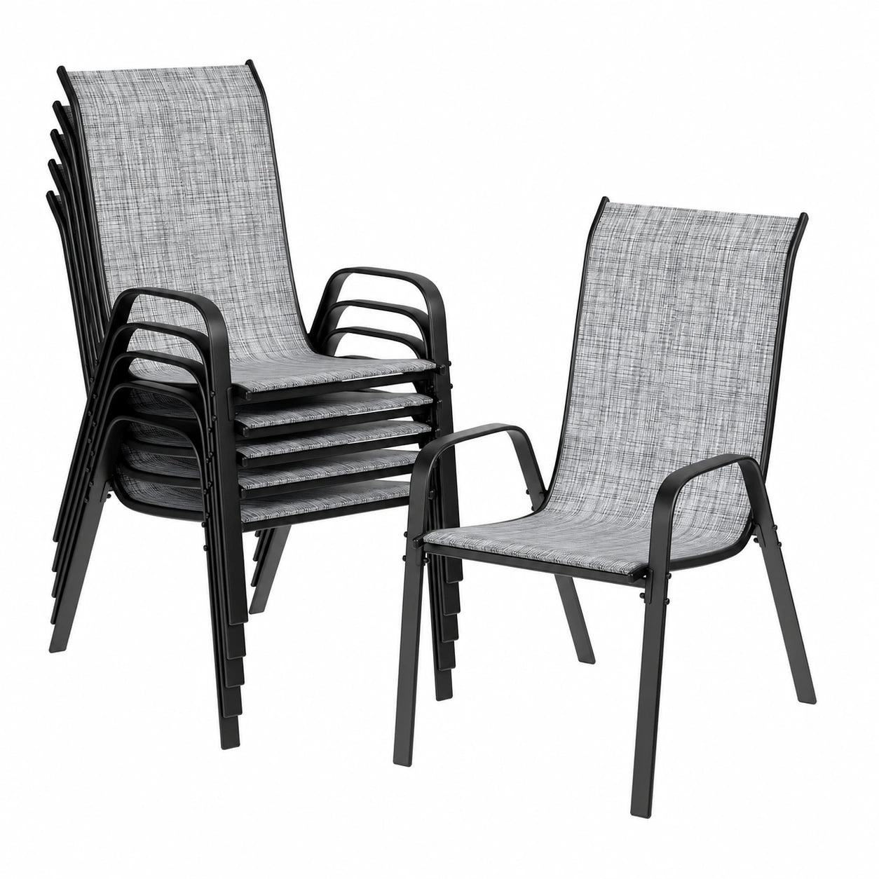 Chaise, en acier et lin, 54 x 69 x 93 cm, coloris gris, pour la salle à manger ou la cuisine
