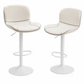 Chaise, pivotant, réglable, en cuir, coloris blanc, pour la salle à manger ou la cuisine