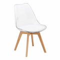 Chaise, rembourré, en similicuir et cuir, coloris blanc et transparent, pour la salle à manger ou la cuisine