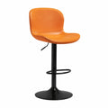 Chaise, pivotant, réglable, en cuir, coloris orange, pour la salle à manger ou la cuisine