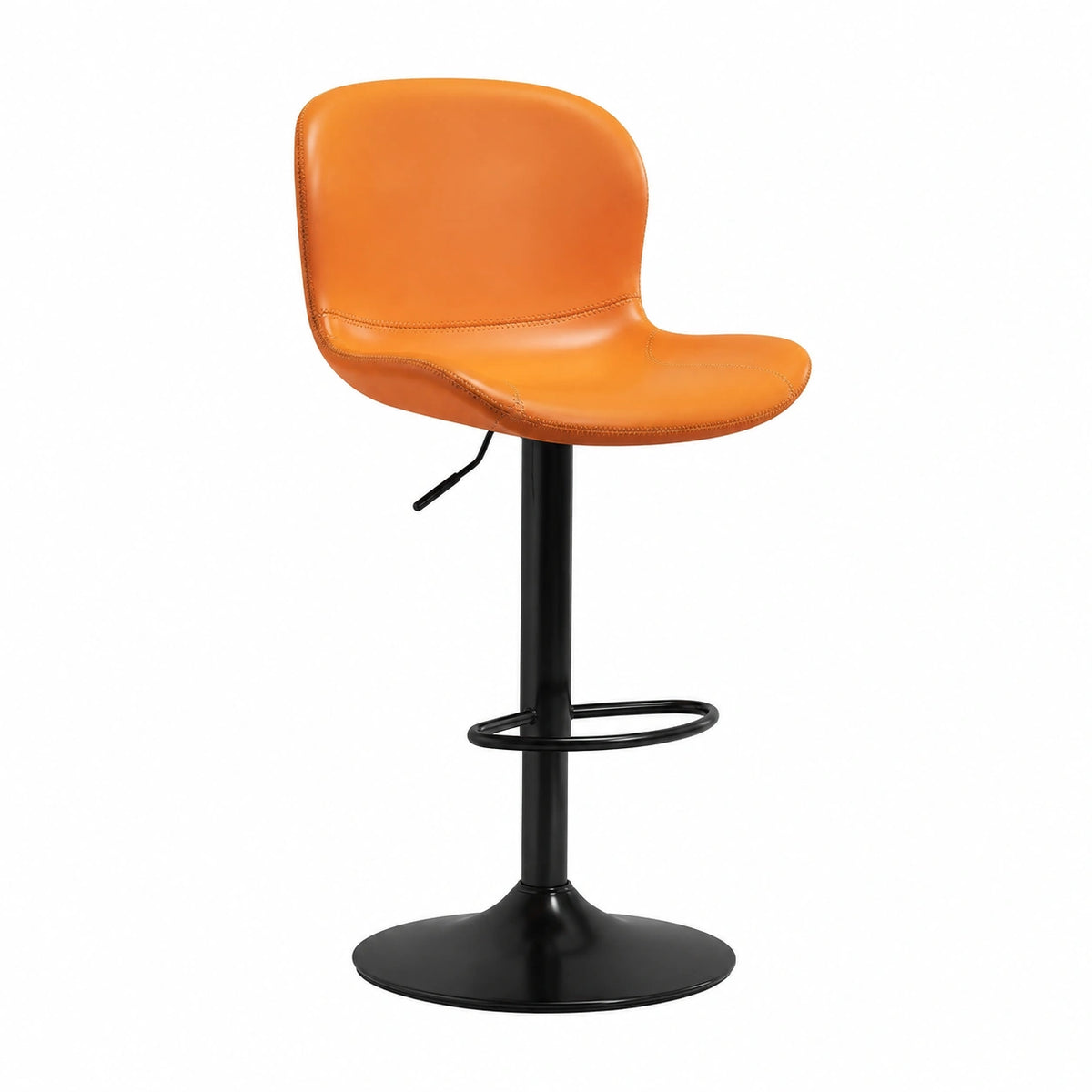 Chaise, pivotant, réglable, en cuir, coloris orange, pour la salle à manger ou la cuisine