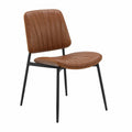 Chaise, rembourré, en métal et cuir, coloris marron, pour la salle à manger ou la cuisine
