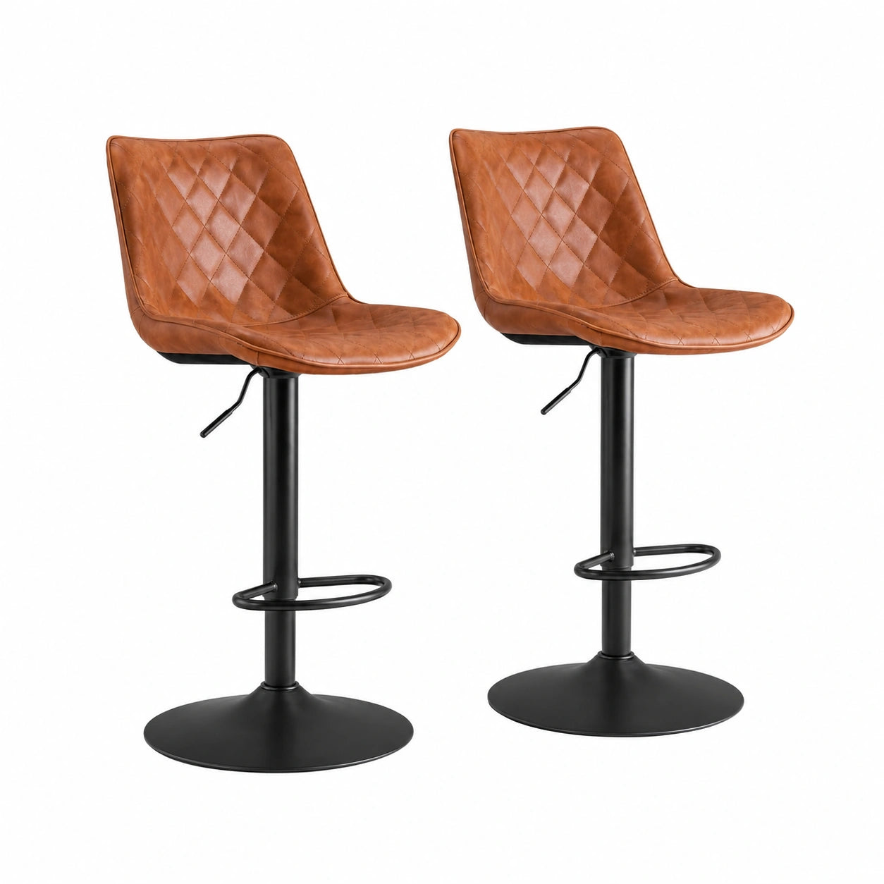 Chaise, pivotant, en cuir, coloris marron, pour la salle à manger ou la cuisine