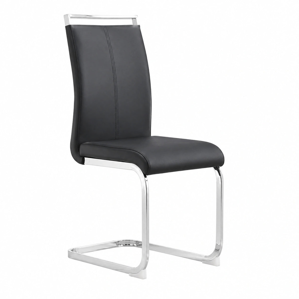 Chaise, en métal et similicuir, rembourré, coloris noir, pour la salle à manger ou la cuisine