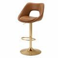 Chaise, réglable, en cuir, coloris marron et doré, pour la salle à manger ou la cuisine